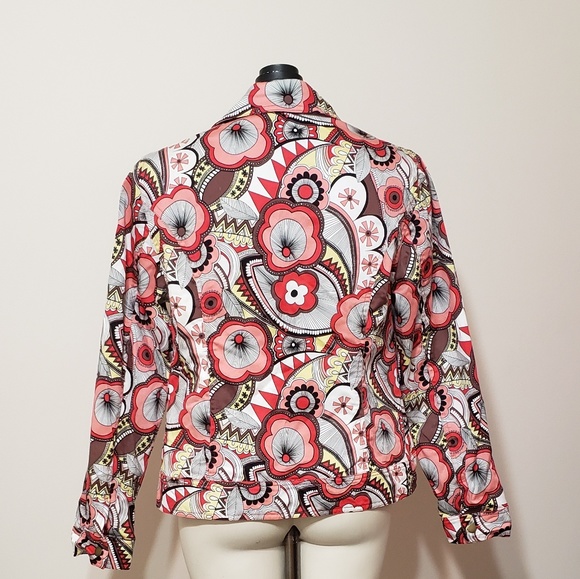 Pink and red floral jacket,  size 10 - Picture 3 of 4